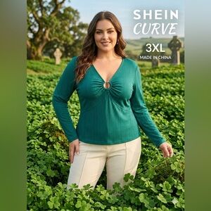 SHEIN Teal Long Sleeve Top